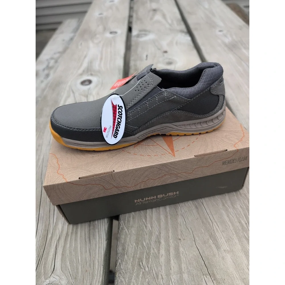 Nunn Bush Eskar Comfort All Terrain Mens Gray Shoes Slip on Memory Foam Sz‎ 5
